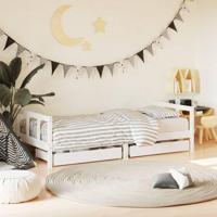 Kinderbedframe met lades 90x190 cm massief grenenhout wit - thumbnail