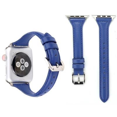 Eenvoudige manier lederen T Type horloge band voor Apple Watch serie 3 & 2 & 1 38mm(Blue)