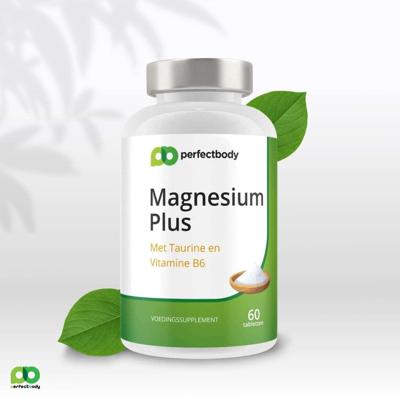 Magnesium Bisglycinaat Plus tabletten - Met taurine, vitamine B6 & D3 - Voor zenuwstelsel, energie & spieren - 60 tabletten PerfectBody