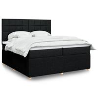 Boxspring met matras stof zwart 200x200 cm - thumbnail