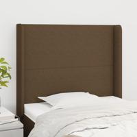 Hoofdbord met randen 83x16x118/128 cm stof donkerbruin - thumbnail