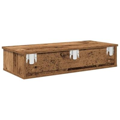 Wandschap met lades 80x31x17 cm bewerkt hout oud houtkleurig