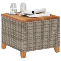 Tuintafel 45x45x37 cm poly rattan en acaciahout grijs - thumbnail