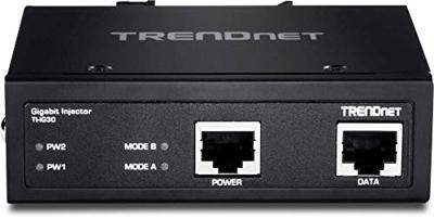 TRENDnet TI-IG30 geharde industriële gigabit PoE+ injector, DIN-rail, wandbevestiging, beschermingsklasse IP30, bevat DIN-rail en wandhouder