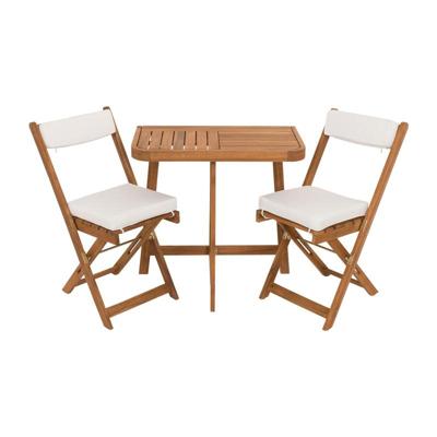 Tuinset Kreta met kussens - rechthoekig - set van 3 - bruin/wit