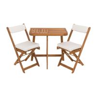 Tuinset Kreta met kussens - rechthoekig - set van 3 - bruin/wit - thumbnail