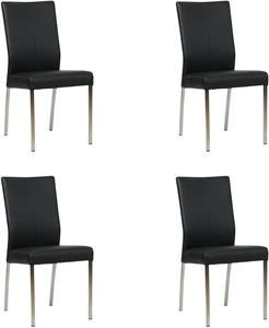 Set van 4 Zwarte leren moderne eetkamerstoelen Comfort - Toledo Leer Nero (zwart leer)