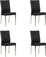 Set van 4 Zwarte leren moderne eetkamerstoelen Comfort - Toledo Leer Nero (zwart leer) - thumbnail