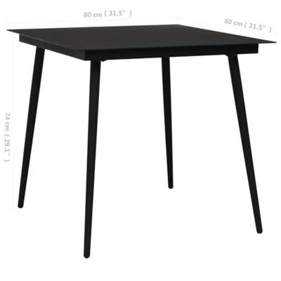 Tuintafel 80x80x74 cm staal en glas zwart Tuintafel 80x80x74 cm staal en glas zwart