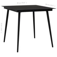 Tuintafel 80x80x74 cm staal en glas zwart - thumbnail
