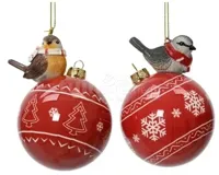 Kerstbal Foam Vogel Ø9,5cm Assorti 1st - thumbnail