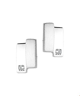 Oorknoppen Zirkonia Poli/mat Witgoud Mat Glanzend 8.5 mm x 5 mm