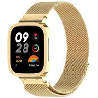 By Qubix - Milanese bandje met case - Goud - Xiaomi Redmi Watch 3 - thumbnail