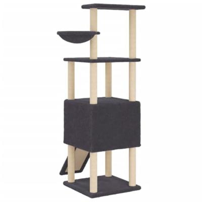 vidaXL Kattenmeubel met sisal krabpalen 153 cm donkergrijs, kattenpaal, kattenboom, kattenkrabpaal, kattenhuis, kattenmeubel, kattenpalen