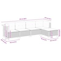 5-delige Loungeset met kussens poly rattan beige - thumbnail