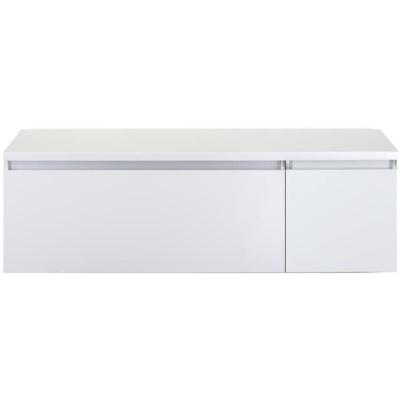 Frozen Badmeubelset 140 cm - Greeplijst in Kleur - Wastafel Onderkast met Bovenblad Wit Hoogglans