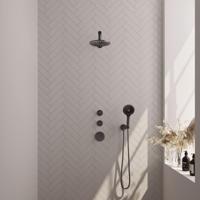 Gunmetal Carving thermostatische inbouw regendouche SET 07 met 20 cm douchekop en handdouche - thumbnail