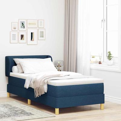 Boxspringbed met matras stof blauw 100x200 cm
