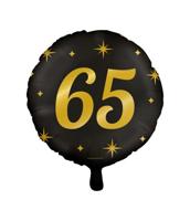 Classy Folieballon 65 Jaar Zwart/Goud (46cm) - thumbnail
