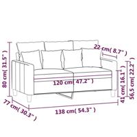 Tweezitsbank 120 cm fluweel donkergrijs - thumbnail