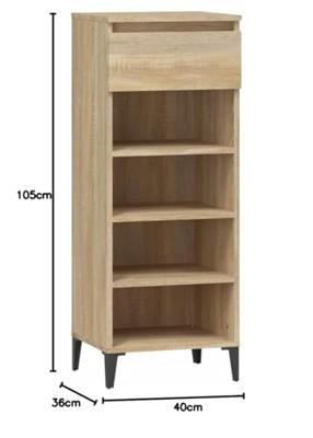 VidaXL Schoenenrek 40x36x105 cm bewerkt hout sonoma eikenkleurig