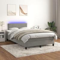 Boxspring met matras en LED fluweel lichtgrijs 120x200 cm - thumbnail
