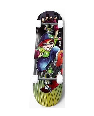Black 8 hole skater boy skateboard junior - zwart
