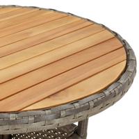 3-delige Tuinset met kussens poly rattan en acaciahout grijs - thumbnail