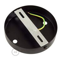 Plafondkap 2 uitgangen zwart rond 12 cm - thumbnail