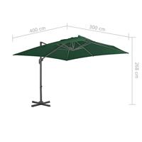 Zweefparasol met aluminium paal 400x300 cm groen - thumbnail