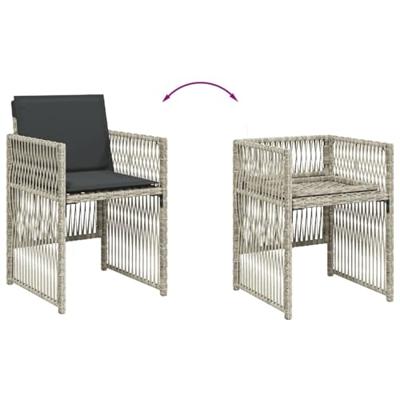 Tuinstoelen 4 st met kussens poly rattan lichtgrijs
