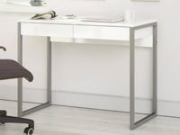 Bureau FERRY 2 lades hoogglans wit - thumbnail