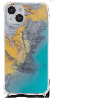 iPhone 14 Plus Anti-Shock Hoesje Marble Blue Gold