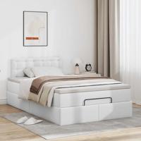 Ottoman bed met matras 120x190 cm kunstleer wit - thumbnail