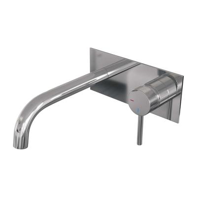 Brauer Chrome Carving Inbouw Wastafelmengkraan met Gebogen Uitloop en Afdekplaat Model A1 Chroom