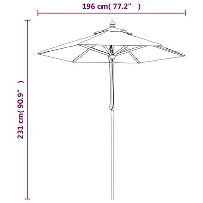 VidaXL Parasol met houten paal 196x231 cm taupe