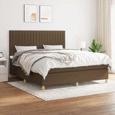 Boxspring met matras stof donkerbruin 180x200 cm