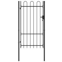 VidaXL Poort met gebogen bovenkant enkel 1x1,75 m staal zwart - thumbnail