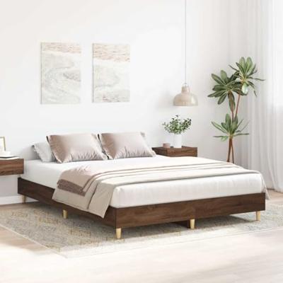 Bedframe zonder matras 150x200 cm spaanplaat bruin eiken