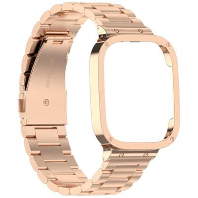 Stalen schakelband met case - Rosé / champagne goud - Xiaomi Redmi Watch 3 Stalen schakelband met case - Rosé / champagne goud - Xiaomi Redmi Watch 3