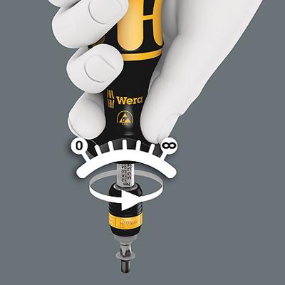 Wera 7430 Kraftform ESD instelbare Momentschroevendraaier met Rapidaptor Snelwisselhouder, 1/4 duim, 0,10 - 0,34 Nm - 1 stuk(s) - 05074780001