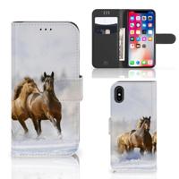 Apple iPhone X | Xs | Telefoonhoesje | Met pasjeshouder | Paarden - thumbnail
