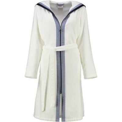 Cawö Cawö Dames Badjas met Capuchon en Rits 6598 Weiss 42