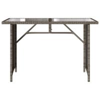 Tuintafel met glazen blad 110x68x70 cm poly rattan grijs - thumbnail