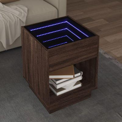 Salontafel met Infinity LED 40x40x50 cm bruin eikenkleurig