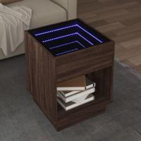 Salontafel met Infinity LED 40x40x50 cm bruin eikenkleurig - thumbnail
