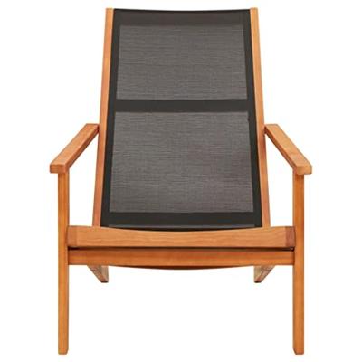 VidaXL Loungestoel massief eucalyptushout en textileen zwart VidaXL Loungestoel massief eucalyptushout en textileen zwart