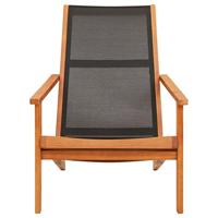 Loungestoel massief eucalyptushout en textileen zwart - thumbnail