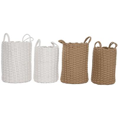 Mandenset Home ESPRIT Wit Beige Touw (2 Onderdelen) (2 Stuks)