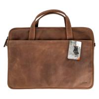 Accezz Leather Laptoptas 16 inch Laptop tas Bruin - thumbnail